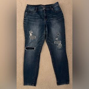 Maurices Dark Blue Distressed Skinny Jeans